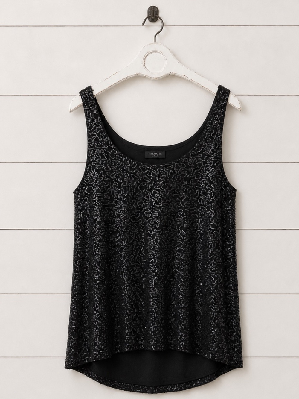 Talbots Black Sequin Scoop Neck Tank Top